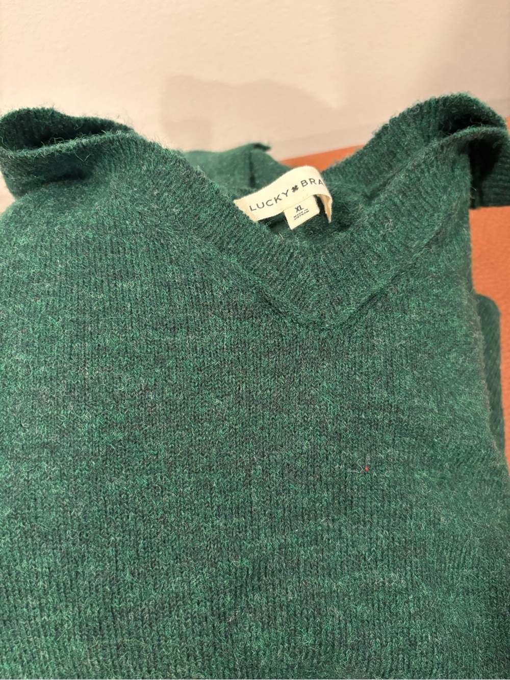 Lucky Brand Men's Teal-Green V-Neck Sweater